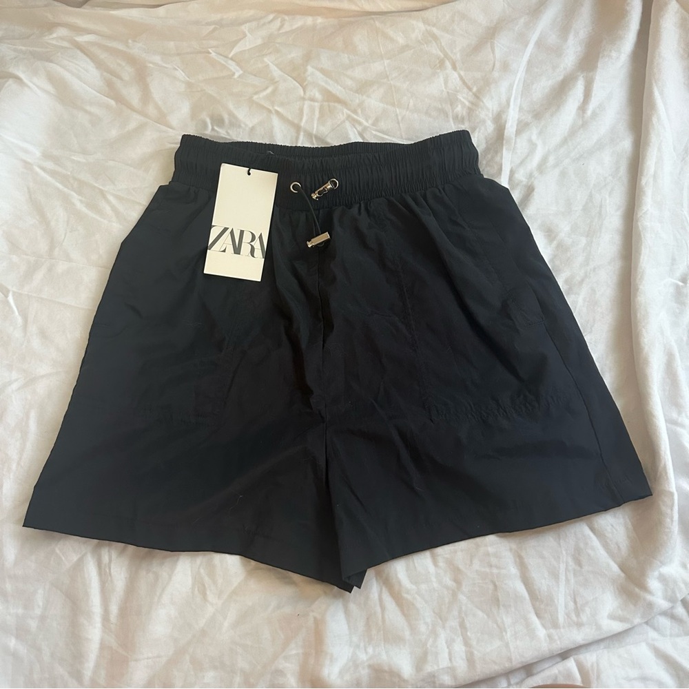 Zara Black Athletic Shorts with Elastic Waistband